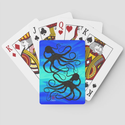 Sybille's Octopus Blu/Grn - Cartes de jeu à vélo (dos)