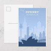 Sydney Australia Blue Vintage Travel Briefkaart (Voorkant / Achterkant)