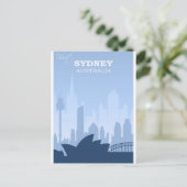 Sydney Australia Blue Vintage Travel Briefkaart (Staand voorkant)