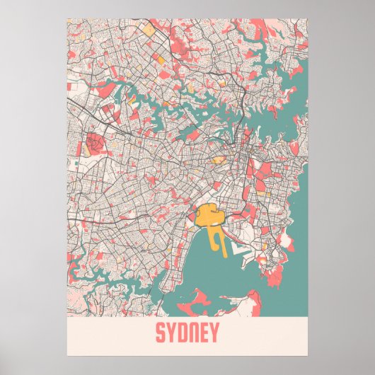 Sydney - Australia Chalk City Map Poster (Voorkant)