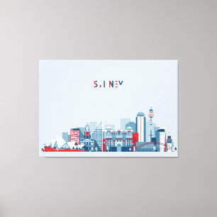 Sydney Australia City Skyline Canvas Afdruk