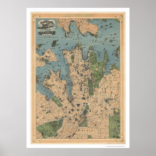 Sydney Australia Map 1922 Poster (Voorkant)