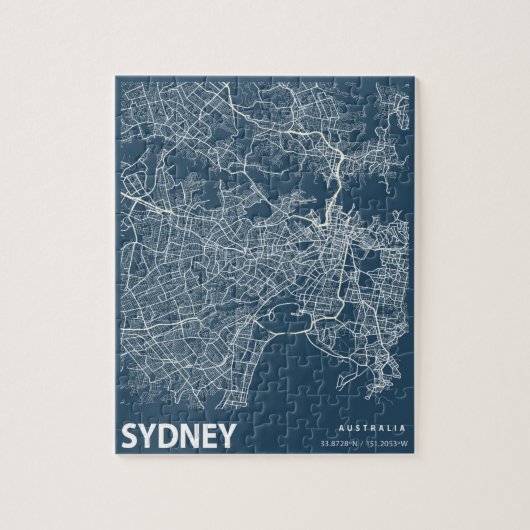 Sydney Australia Minimalist City Map Line Art Blue Legpuzzel (Verticaal)