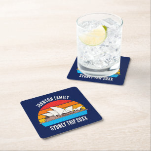 Sydney Australia Opera House Custom Blue Vierkante Kartonnen Onderzetter