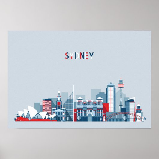 Sydney Australia Skyline Poster (Voorkant)