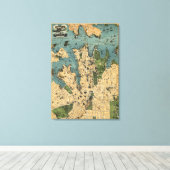 Sydney, AustraliaPanoramic Map Canvas Afdruk (Insitu (Houten vloer))
