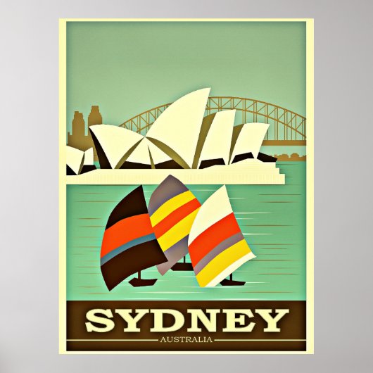 Sydney, Australie, affiche de voyage vintage (Devant)