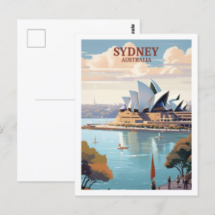 Sydney Australië Beroemde Vintage Travel Place Briefkaart