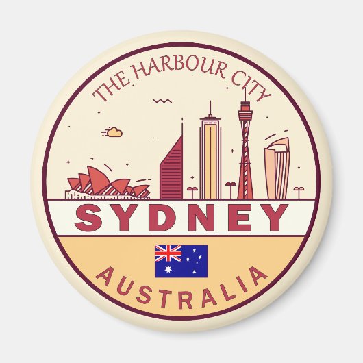 Sydney Australië City Skyline Emblem Magneet (Voorkant)