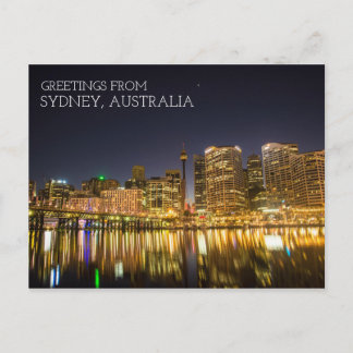 Sydney Australië Darling Harbor 's Nachts Briefkaart