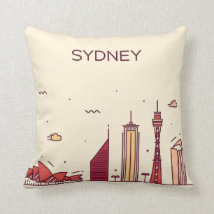 Sydney, Australië   Doodle Skyline Kussen
