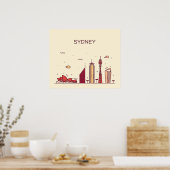 Sydney, Australië | Doodle Skyline Poster (Keuken)