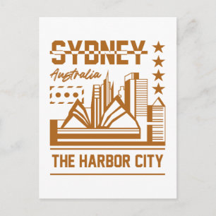Sydney Australië Havenstad Moderne Silhouette Vorm Briefkaart