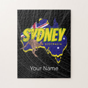 Sydney Australië Retro Kangoeroe en Flag  Legpuzzel