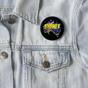 Sydney Australië Retro Kangoeroe en Flag Ronde Button 5,7 Cm