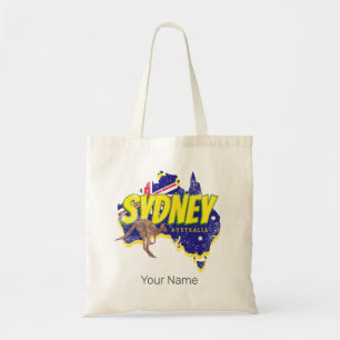 Sydney Australië Retro Kangoeroe en Flag Tote Bag