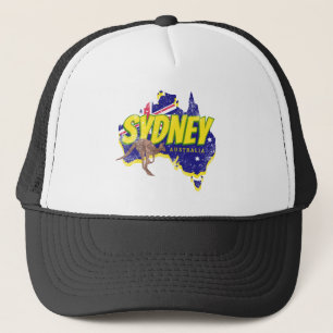 Sydney Australië Retro Kangoeroe en Flag  Trucker Pet