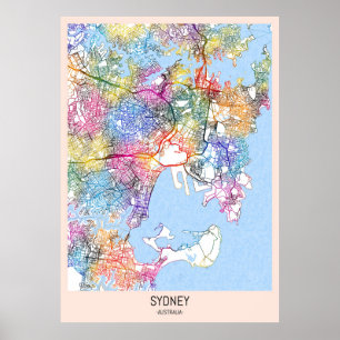 Sydney Australië Stadskaart Poster