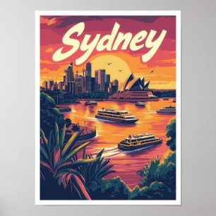 Sydney Australië Vintage Travel Illustratie Poster