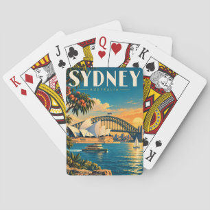 Sydney Australië Zonsondergang Illustratie Reis Ku Pokerkaarten