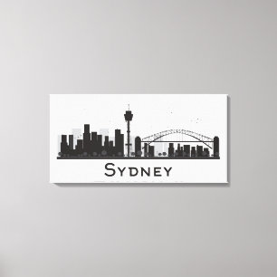 Sydney, Australië   Zwarte en witte veldlijn Canvas Afdruk