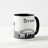 Sydney, Australië | Zwarte en witte veldlijn Mok (Voorkant rechts)