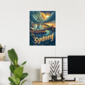 Sydney bij Nacht: Elegantie in het Opera House Poster (Thuiskantoor)