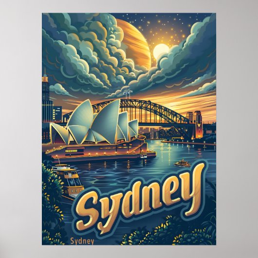 Sydney bij Nacht: Elegantie in het Opera House Poster (Voorkant)