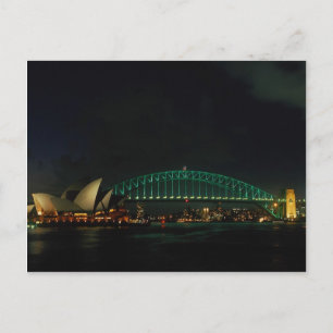 Sydney Bridge and Opera House at night, Australië Briefkaart