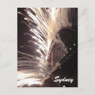 sydney bridge vuurwerk wit feestdagenkaart