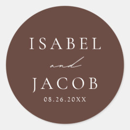 SYDNEY Espresso Bruin Wedding Favors Ronde Sticker