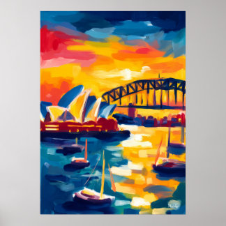 Sydney Fauvistische Stadsgezicht – Opera House Hav Poster