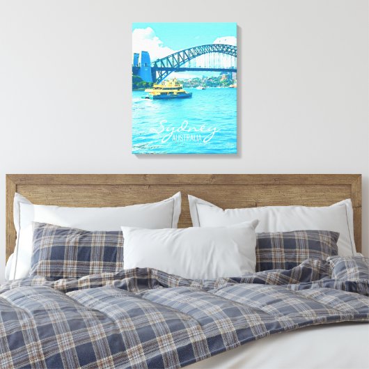 Sydney Ferry Harbor Bridge Canvas Afdruk (Insitu (Slaapkamer))