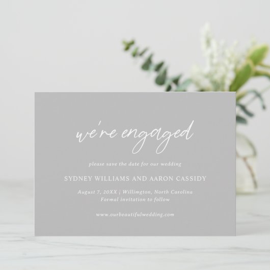 Sydney Grey Modern Wedding Save The Date (Staand voorkant)