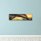 Sydney Harbor Bridge Sunset Panoramic Canvas Art Afdruk (Insitu (Houten vloer))