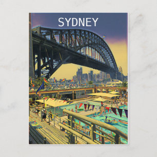 Sydney Harbor brug digitale kunstreis Briefkaart