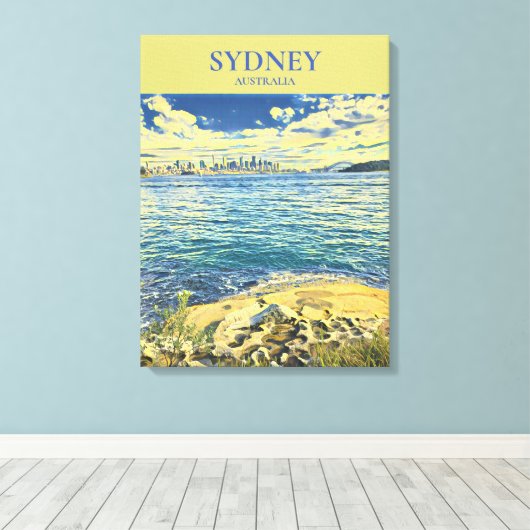 Sydney Harbor skyline reisdruk Canvas Afdruk (Insitu (Houten vloer))