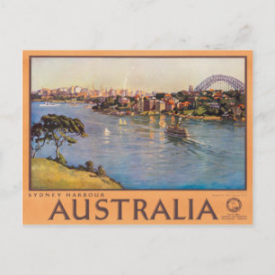 Sydney Harbour Australia Vintage Travel Poster Briefkaart