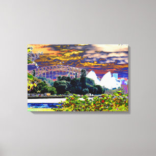 Sydney Harbour Bridge and Opera House Canvas Afdruk
