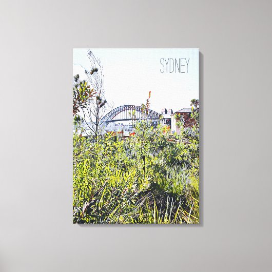 Sydney Harbour Bridge met inheemse planten Canvas Afdruk (Voorkant)