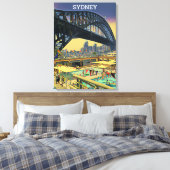 Sydney Harbour Bridge Reisprint Canvas Afdruk (Insitu (Slaapkamer))
