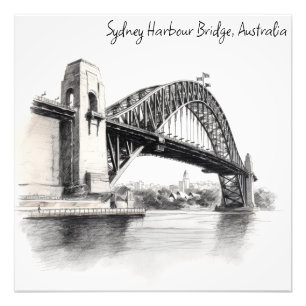 Sydney Harbour Bridge schets Foto Afdruk