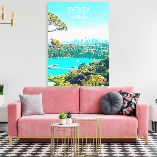 Sydney Harbour Skyline uitzicht Mosman Canvas Afdruk (Insitu (Woonkamer))