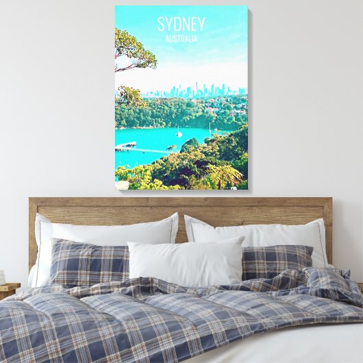 Sydney Harbour Skyline uitzicht Mosman Canvas Afdruk (Insitu (Slaapkamer))
