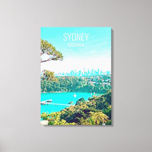 Sydney Harbour Skyline uitzicht Mosman Canvas Afdruk (Voorkant)