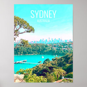 Sydney Harbour Skyline uitzicht Mosman Poster