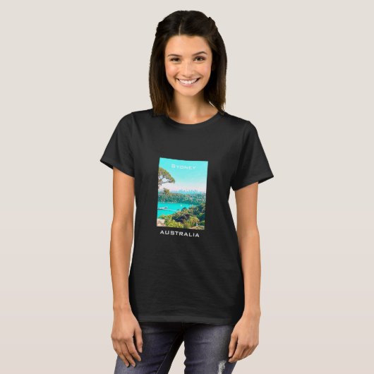 Sydney Harbour Skyline uitzicht Mosman T-shirt (Voorkant volledig)
