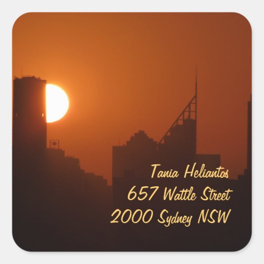 Sydney-label adres vierkante sticker (Voorkant)