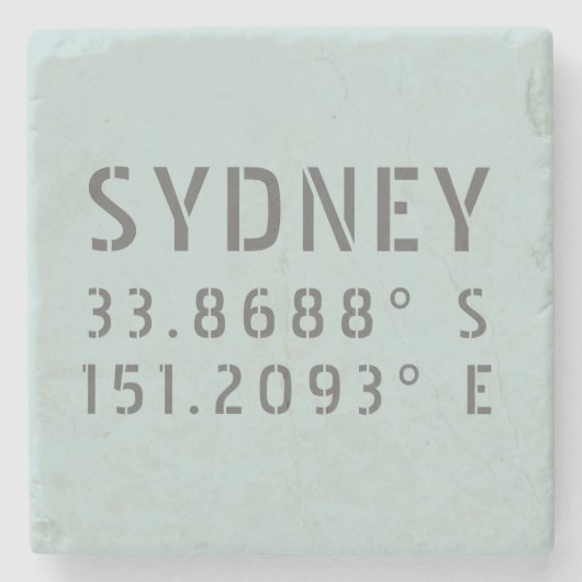 Sydney Latitude Longitude Stenen Onderzetter (Voorkant)