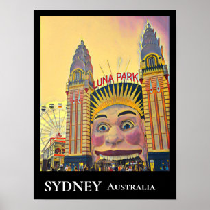 Sydney Luna Park funpark vintage travel wall decor Poster